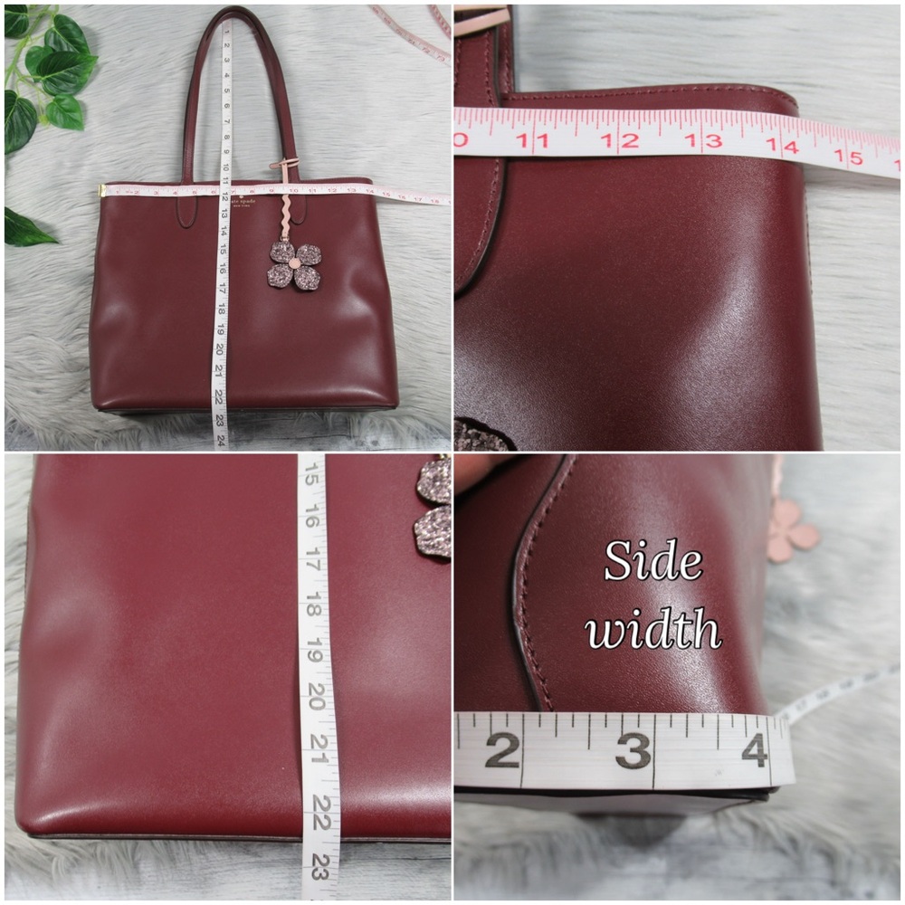 KATE SPADE Kerri Medium Smooth Leather Top Zip Tote Bag in Burgundy - Picture 8 of 13